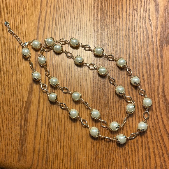 Charter Club 40 Inch Gold Tone And Faux Pearl Necklace 20$